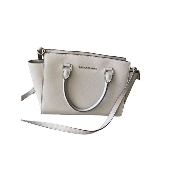 Michael Kors Selma Medium Satchel Crossbody Dark Dune Saffiano Leather - Picture 11 of 15